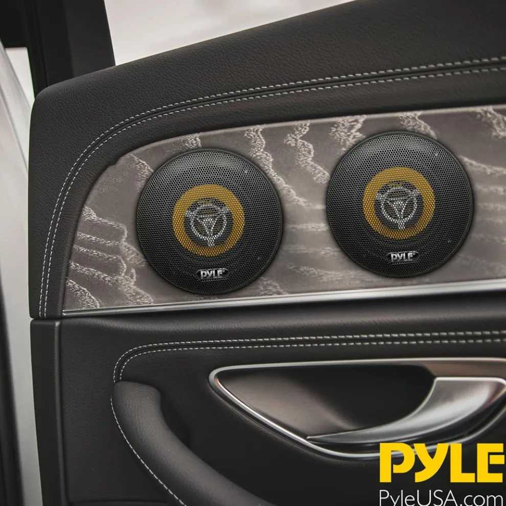 Car Speaker Pair 140W 2-Way Coaxial Yellow Poly Cone 4