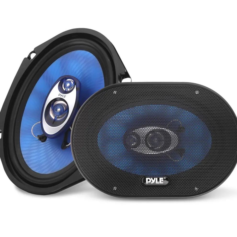 Car Speakers Pair 360W Blue Poly Cone Butyl Rubber Surround