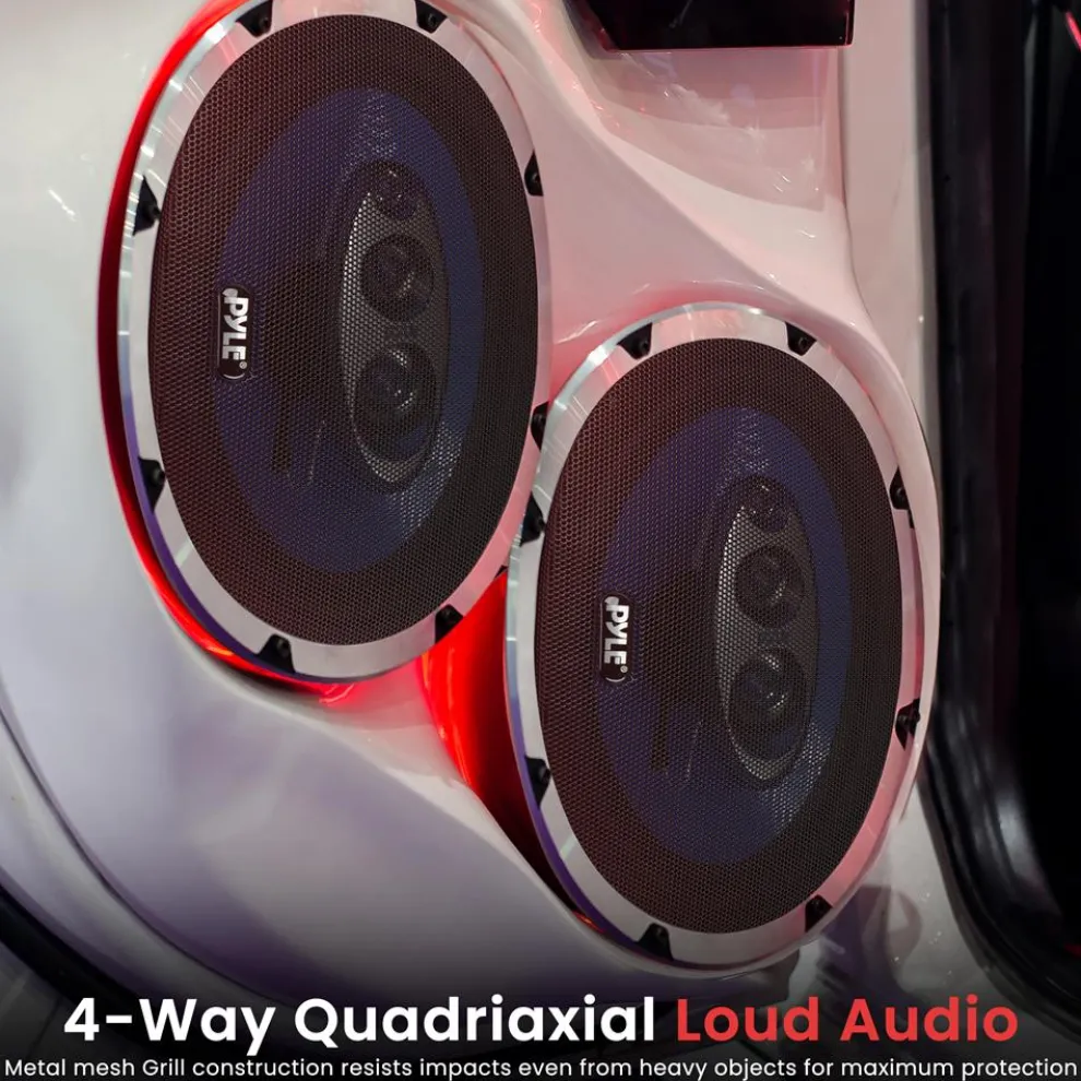 Car Speakers 500W 4-Way Butyl Rubber Surround Blue Pair