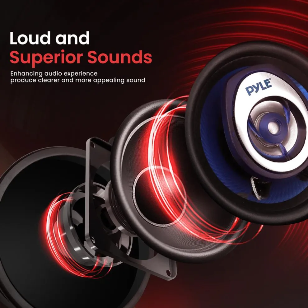 Car Stereo Speakers 120W Low Distortion Blue Poly Cone 3.5