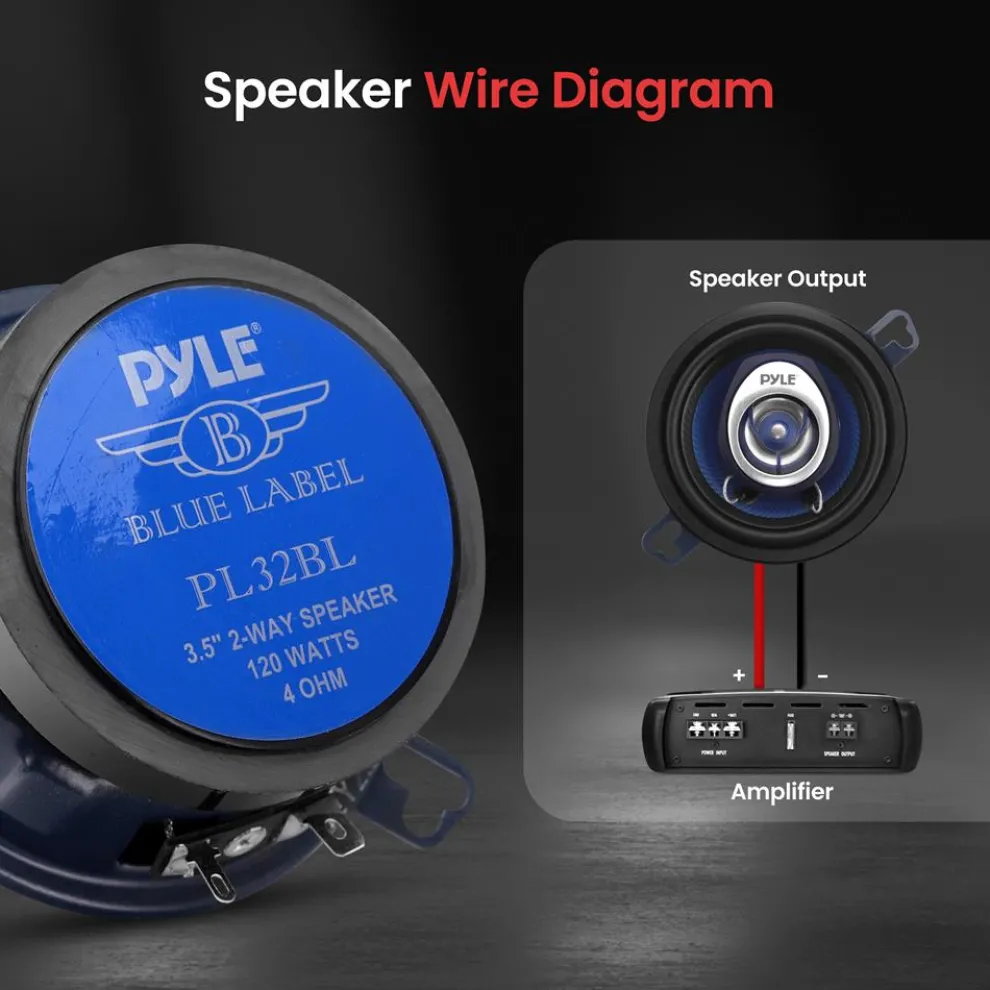 Car Stereo Speakers 120W Low Distortion Blue Poly Cone 3.5