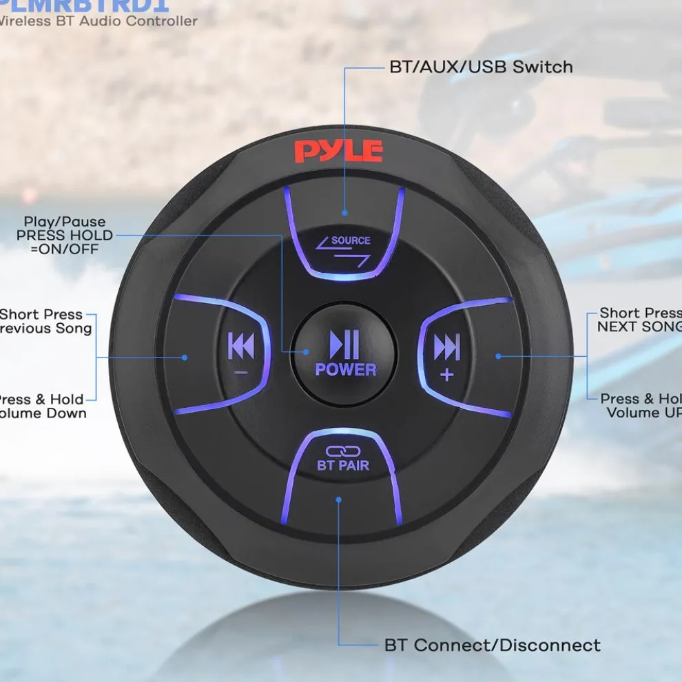 Car Wireless Bluetooth Audio Controller - Waterproof Marine Receiver Remote
