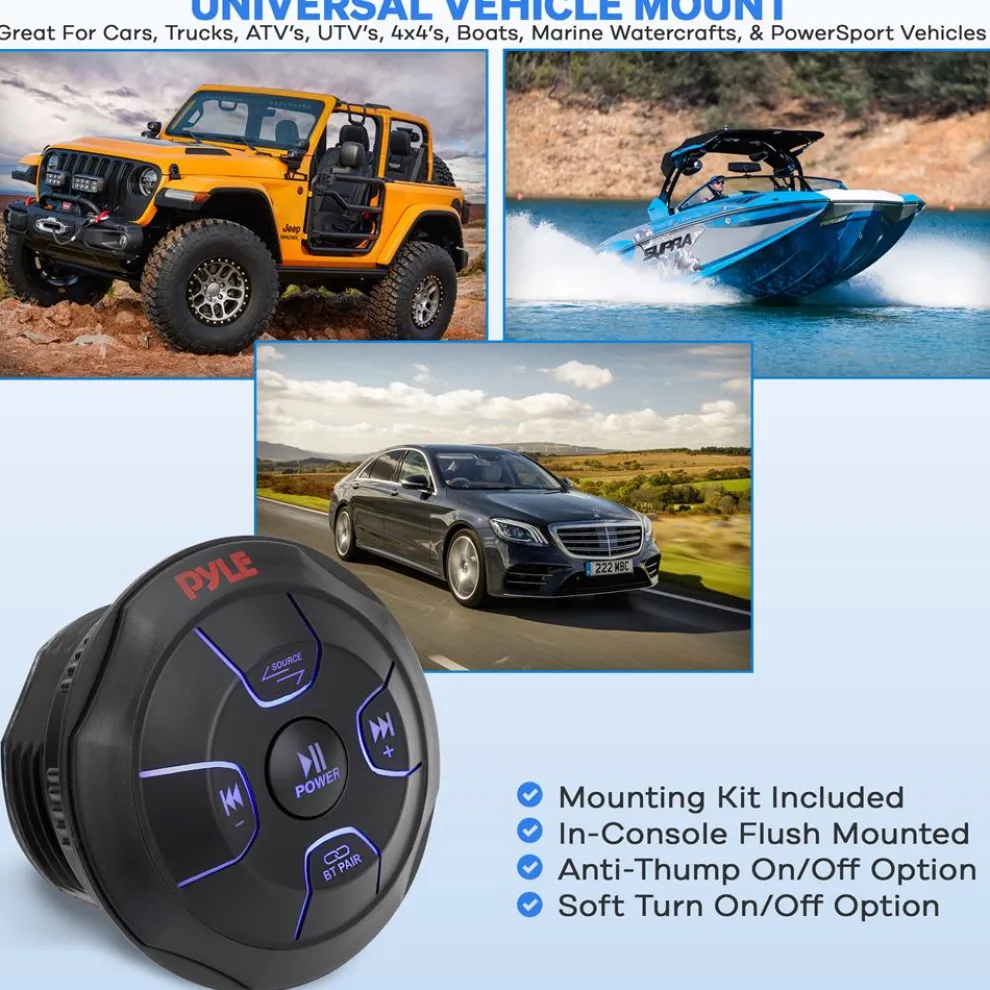 Car Wireless Bluetooth Audio Controller - Waterproof Marine Receiver Remote