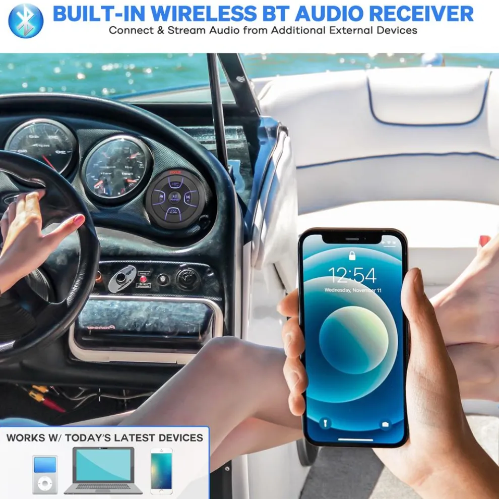 Car Wireless Bluetooth Audio Controller - Waterproof Marine Receiver Remote
