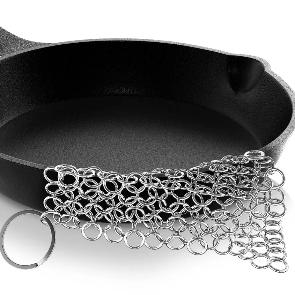 Cast Iron Cleaner - Cuts Cleaning Time - Stainless Steel Chainmail