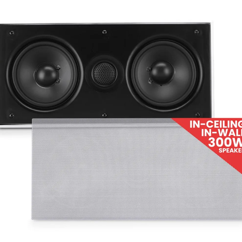 Ceiling Wall Speaker 300W Dual Woofers Titanium Tweeter White
