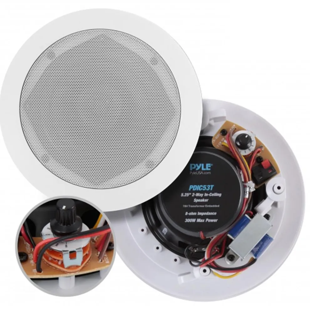 Ceiling/Wall Speaker 300W Flush Mount 2-Way Stereo White