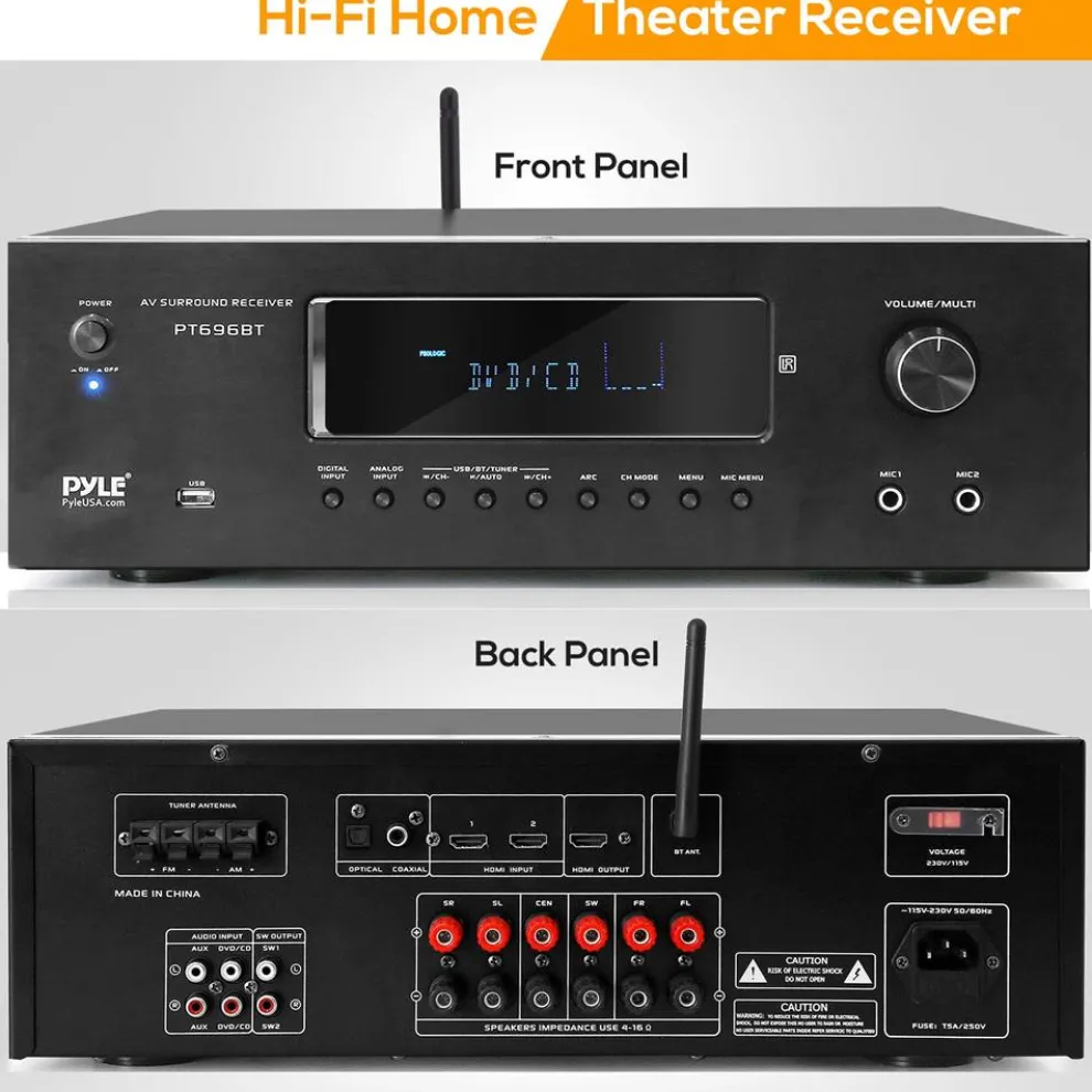 5.2-Ch Home Theater Receiver 1000W 4K Support Bluetooth Streaming
