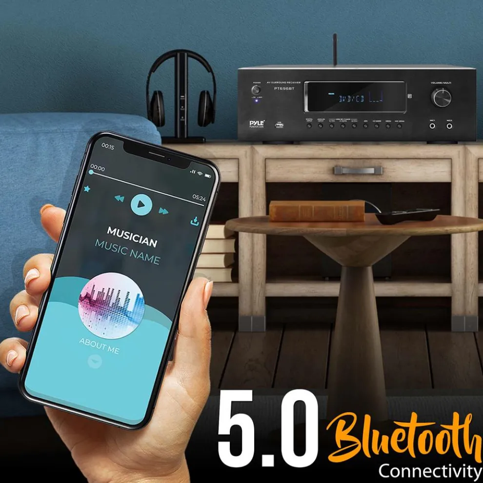 5.2-Ch Home Theater Receiver 1000W 4K Support Bluetooth Streaming