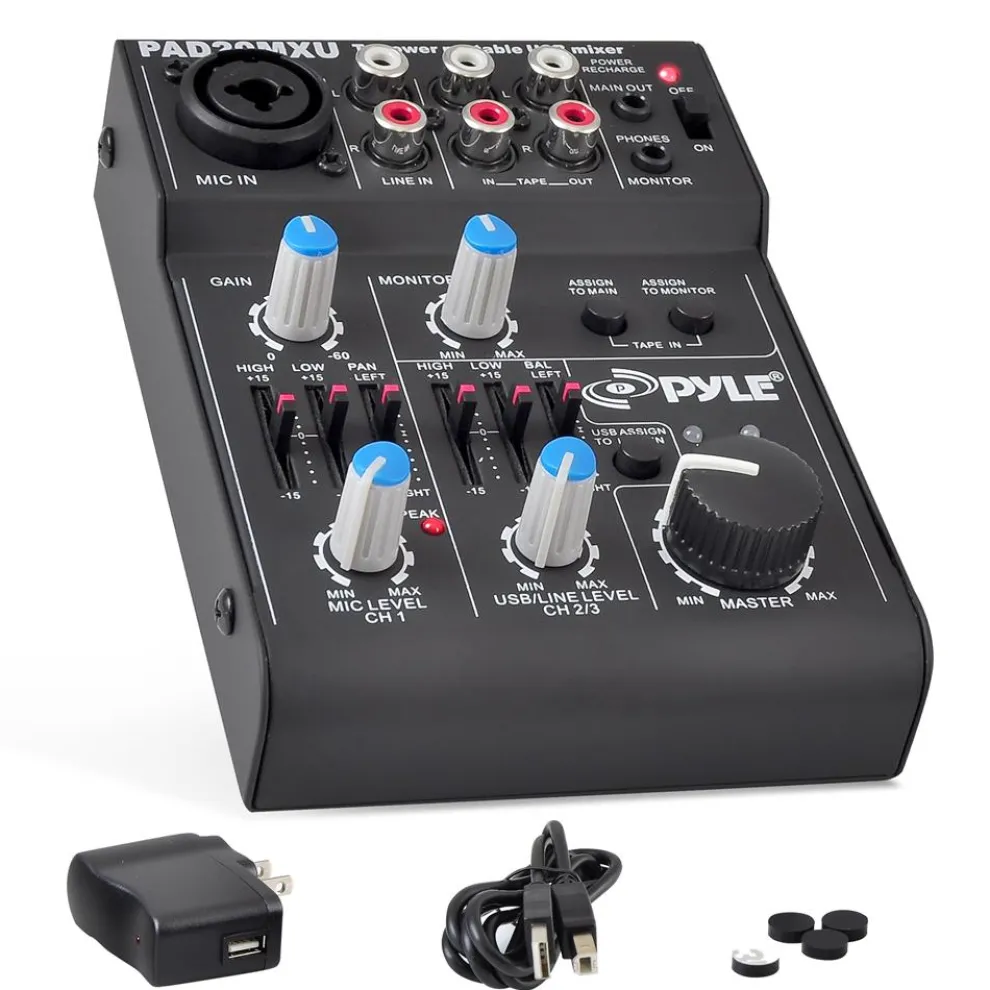 5-Channel Audio Mixer - Low Noise USB Interface - 18V Phantom Power