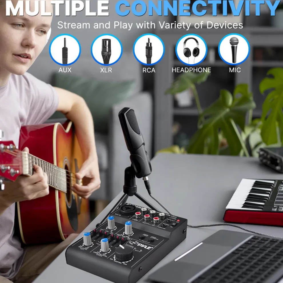 5-Channel Audio Mixer - Low Noise USB Interface - 18V Phantom Power