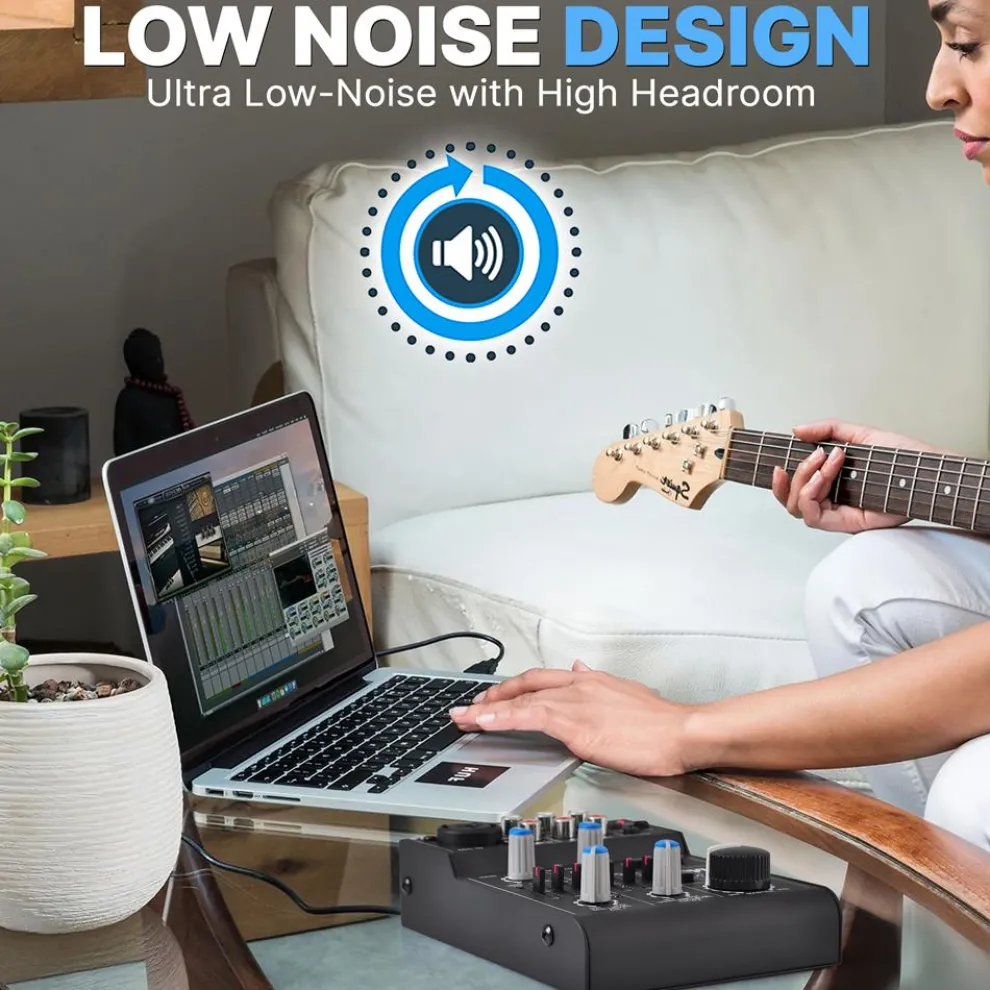 5-Channel Audio Mixer - Low Noise USB Interface - 18V Phantom Power