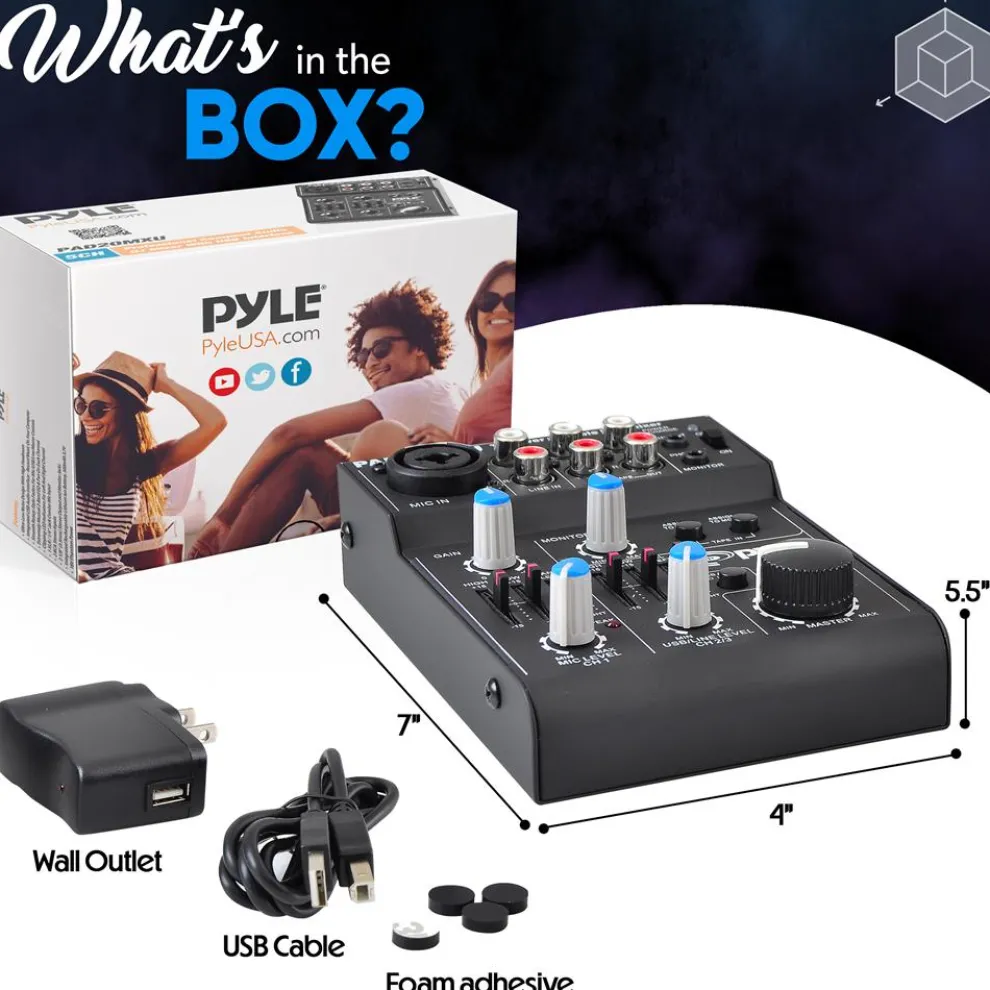 5-Channel Audio Mixer - Low Noise USB Interface - 18V Phantom Power