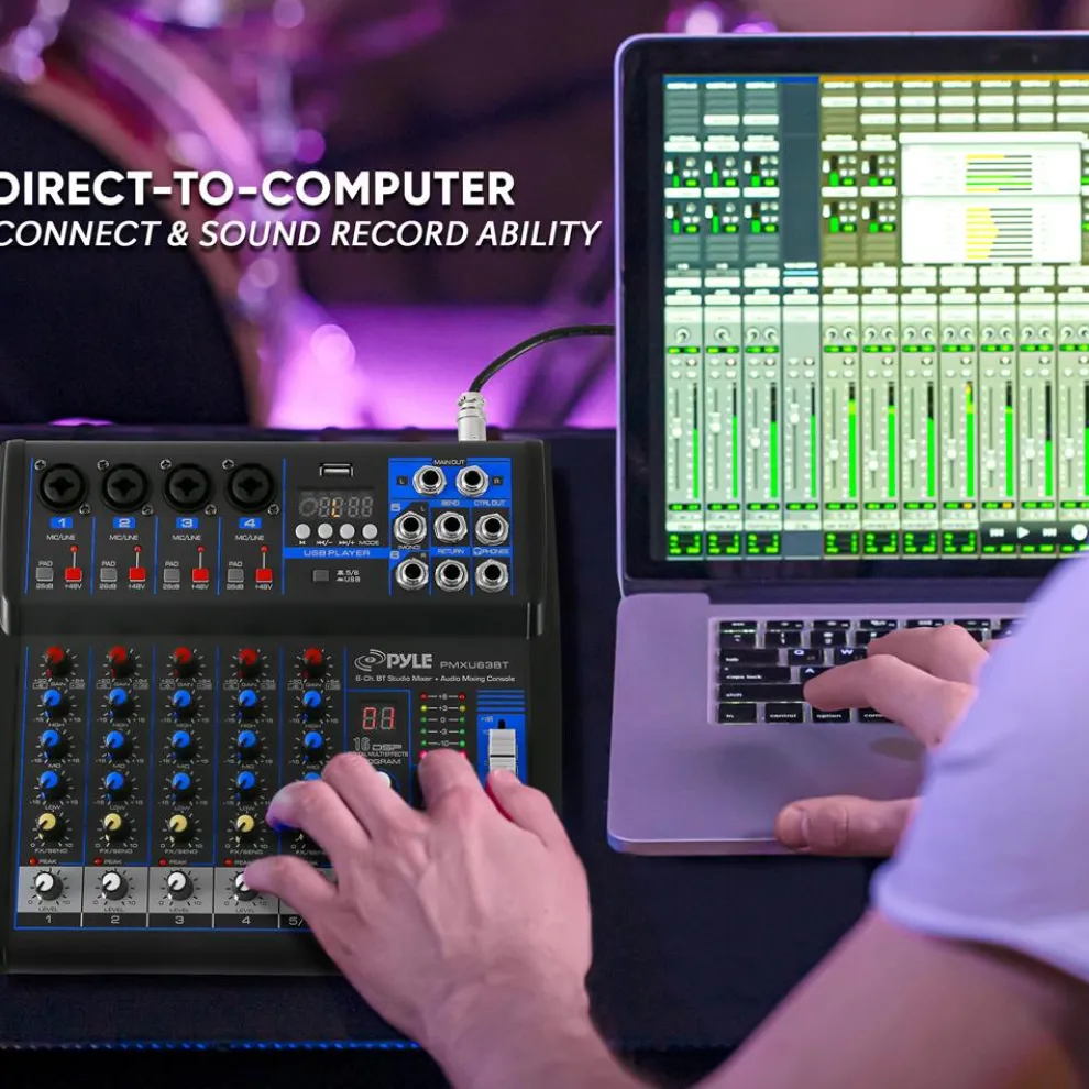 6-Channel Audio Mixer - Bluetooth Streaming - 48V Phantom Power