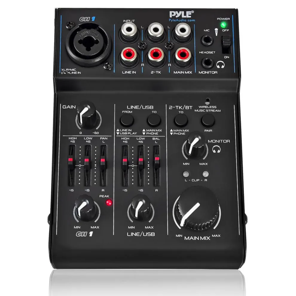 3-Channel Bluetooth Audio Mixer - Wireless Streaming, 18V Phantom Power