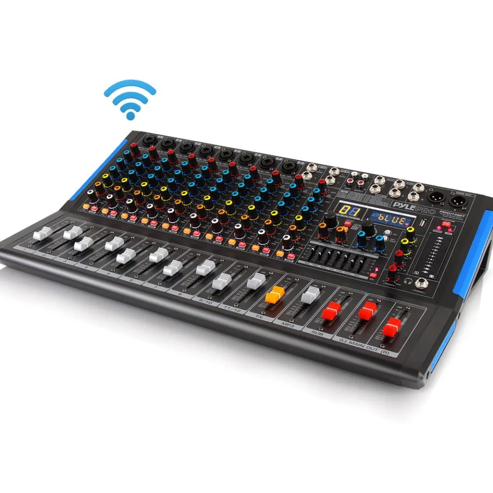 12-Channel Bluetooth Studio Mixer - USB Recording, 7-Band EQ, 48V Power