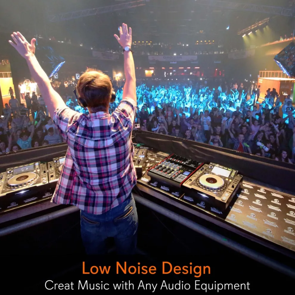 6-Channel Bluetooth DJ Mixer - Pro Audio, USB Interface, Phantom Power