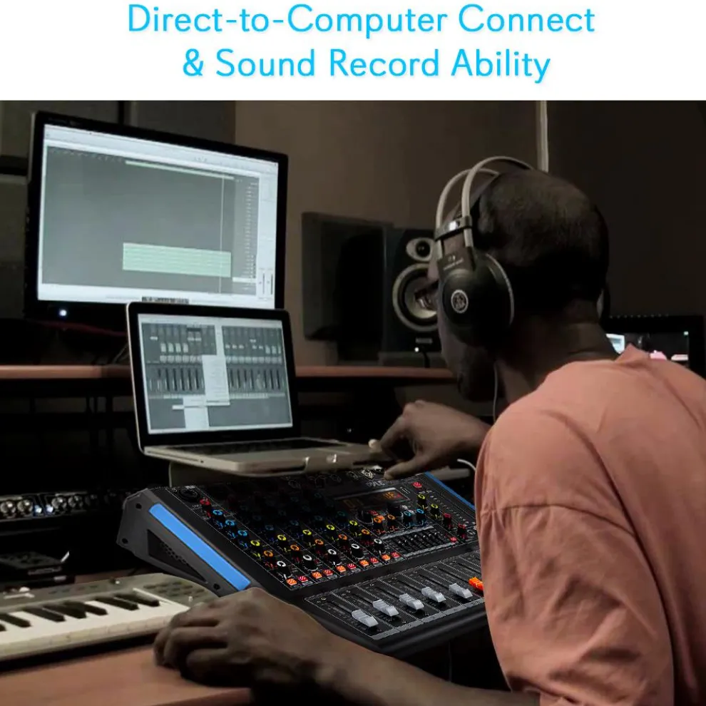 6-Channel Bluetooth Mixer - Pro Audio Control, 16 DSP Effects, USB Input