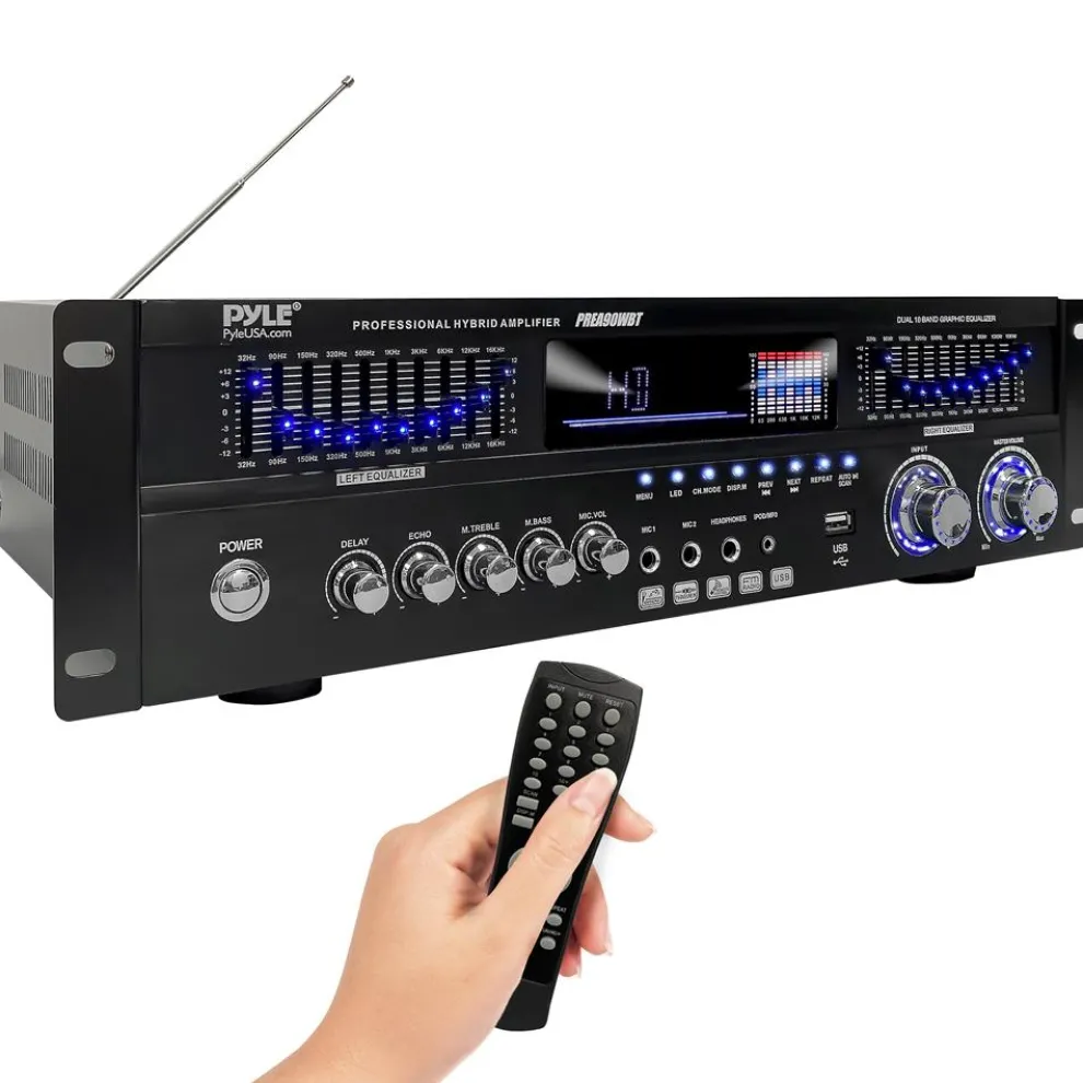 6-Channel Bluetooth Home Amplifier 1600W Wireless Streaming USB Inputs