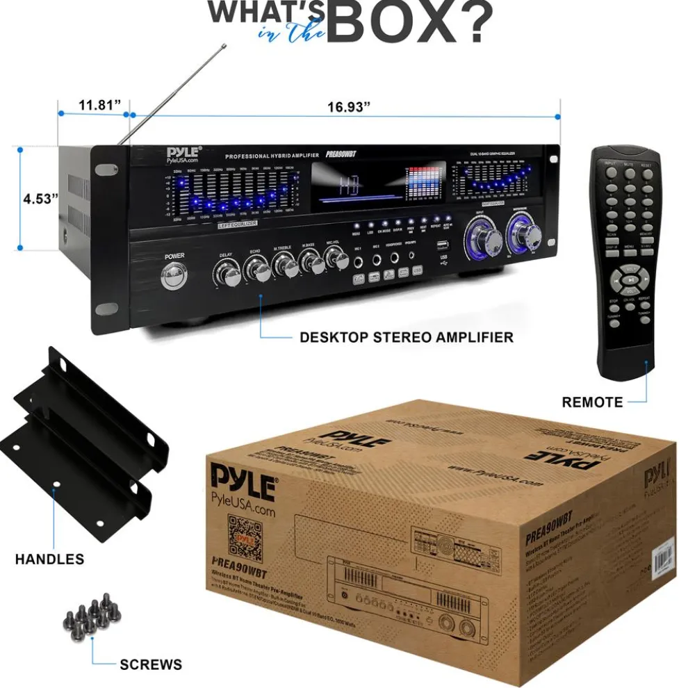 6-Channel Bluetooth Home Amplifier 1600W Wireless Streaming USB Inputs
