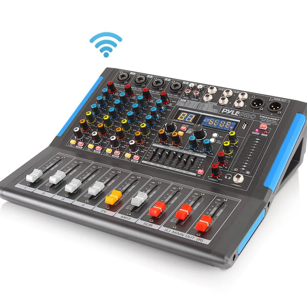4-Channel Bluetooth Studio Mixer - USB Recording, 48V Power, 7-Band EQ