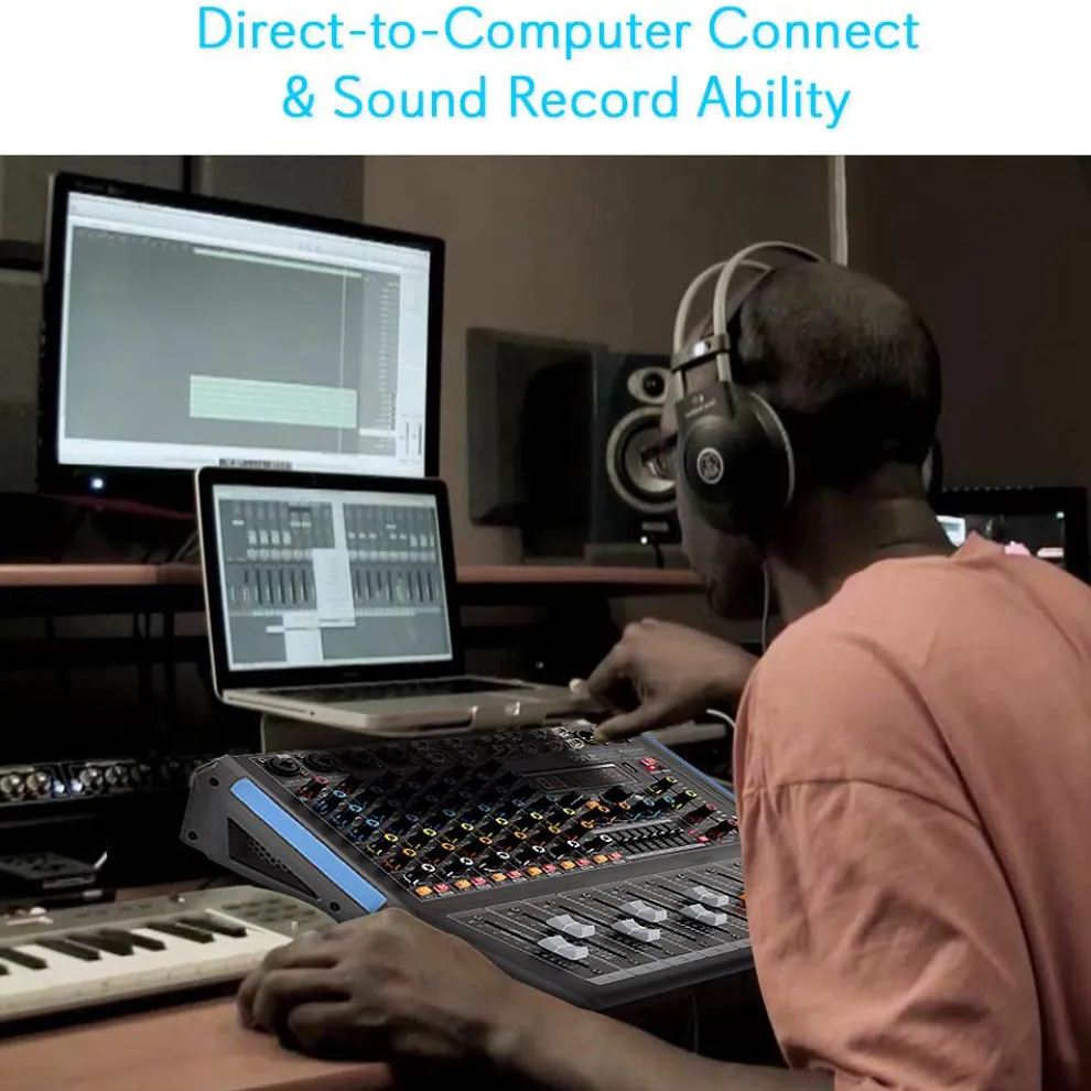 8-Channel Bluetooth DJ Mixer - Pro Sound, USB Recording, 7-Band EQ