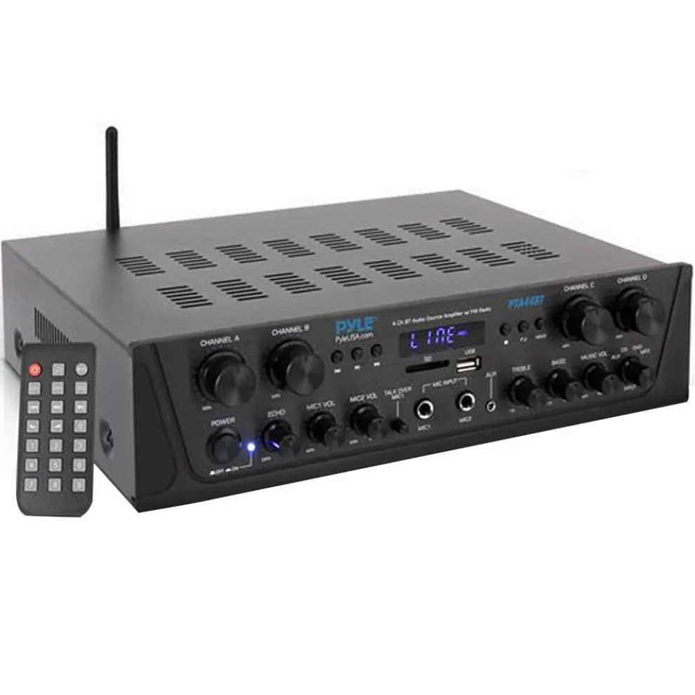 4-Channel Bluetooth Home Audio Amplifier with FM Radio