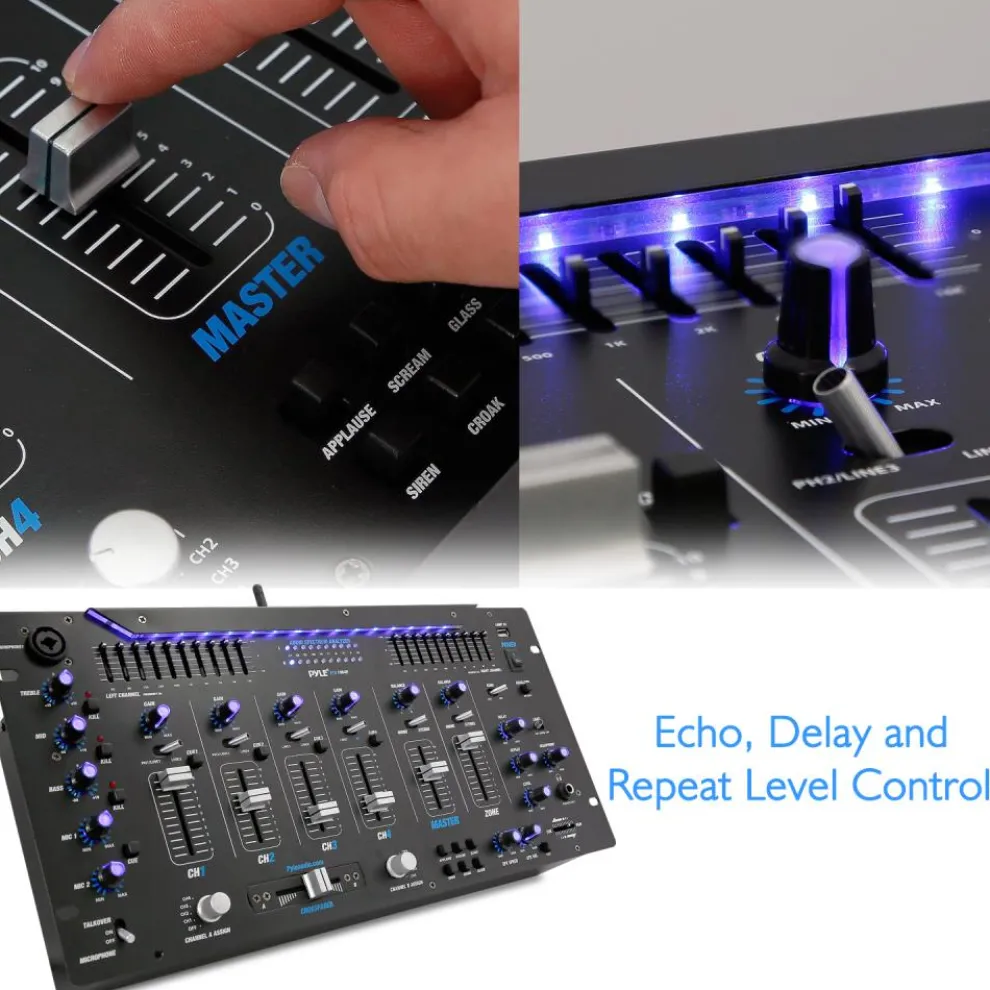 6-Channel DJ Mixer with Bluetooth, LED Controls, 10-Band Equalizer