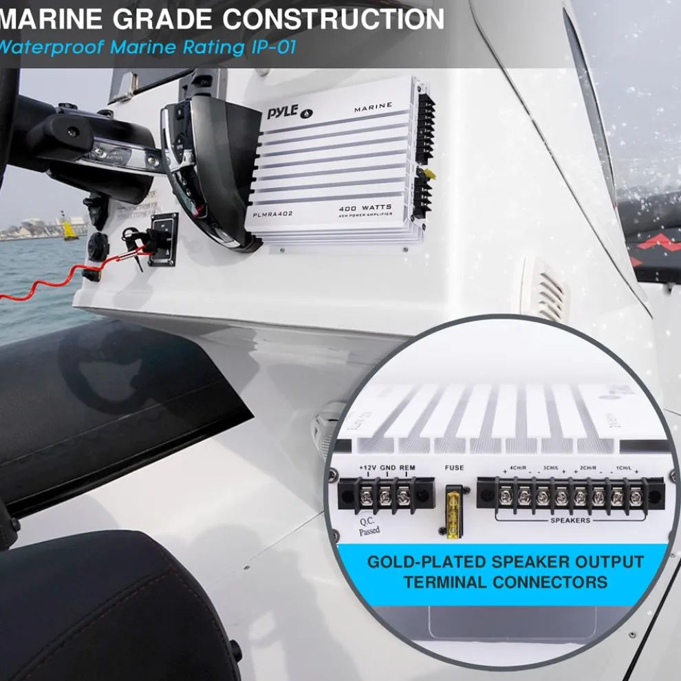 4-Channel Marine Amplifier 400W Waterproof Dual MOSFET Power Supply