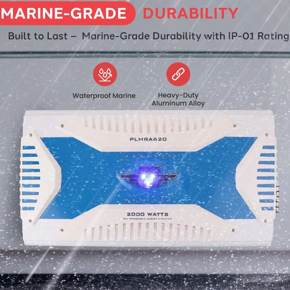6-Channel Marine Amplifier, Waterproof, 2000W, MOSFET Power Supply