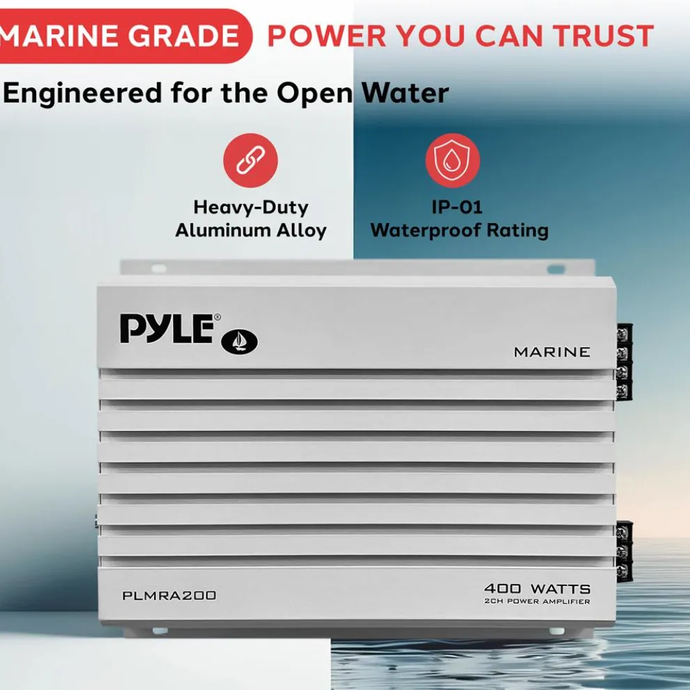 2-Channel Marine Amplifier 400W Waterproof Dual MOSFET Power Supply