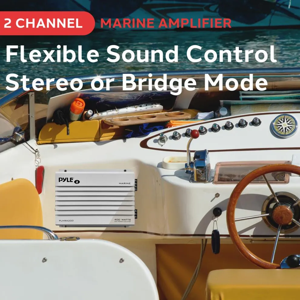 2-Channel Marine Amplifier 400W Waterproof Dual MOSFET Power Supply