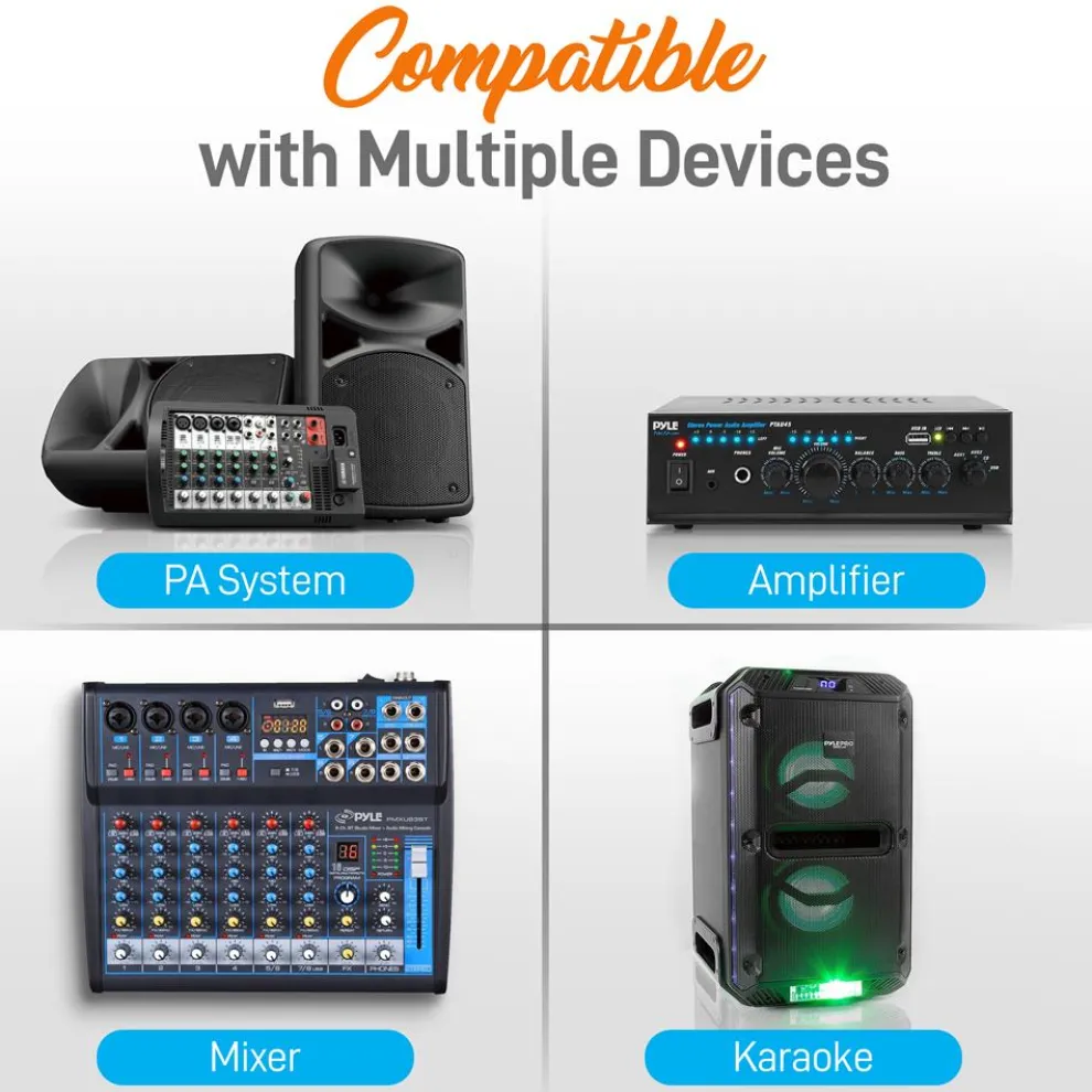 8-Channel UHF Wireless Mic System, 164 ft Range, LCD Display, Rack Mountable