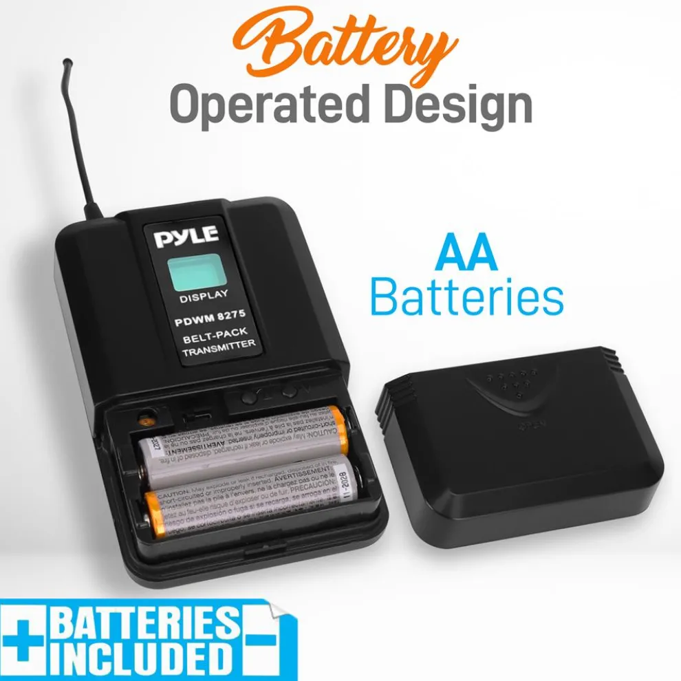 8-Channel UHF Wireless Mic System, 164 ft Range, LCD Display, Rack Mountable