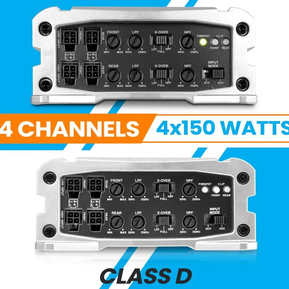 4-Channel Weather-Resistant Audio Amplifier 1200W Max Compact Design