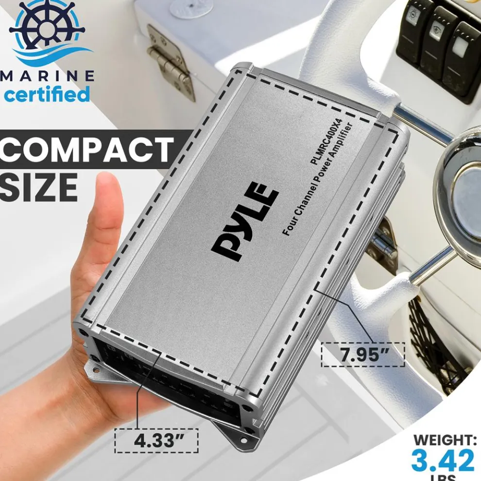 4-Channel Weather-Resistant Audio Amplifier 1200W Max Compact Design