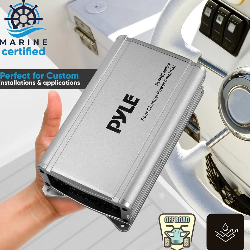 4-Channel Weather-Resistant Audio Amplifier 1200W Max Compact Design