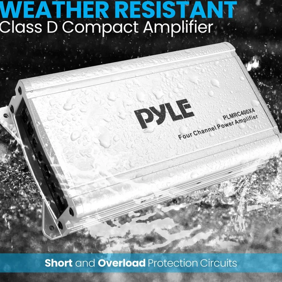 4-Channel Weather-Resistant Audio Amplifier 1200W Max Compact Design