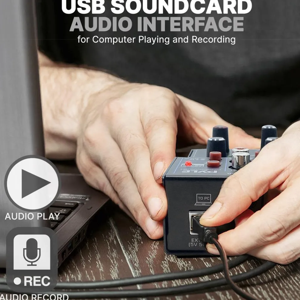 3-Channel Wireless DJ Mixer - Bluetooth 5.0, USB Interface, Phantom Power