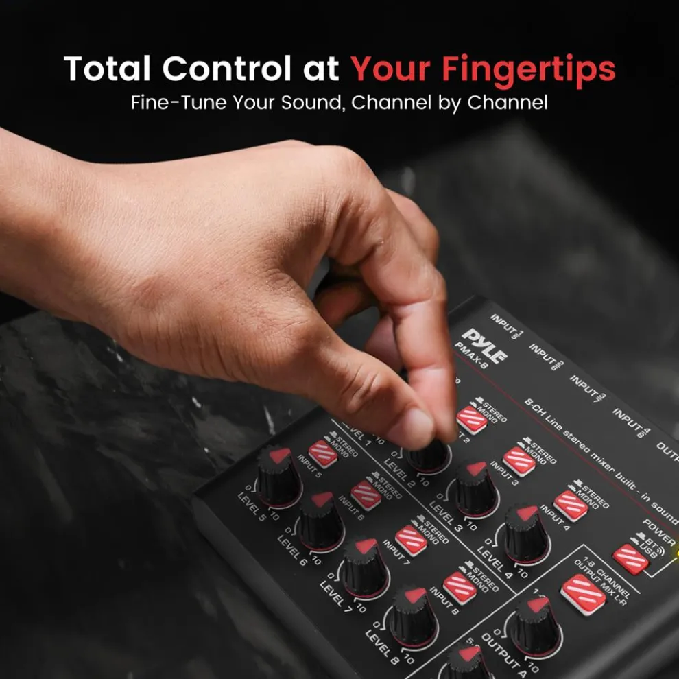 8-Channel Wireless Mixer, Low Noise, USB Sound Card, Compact Size