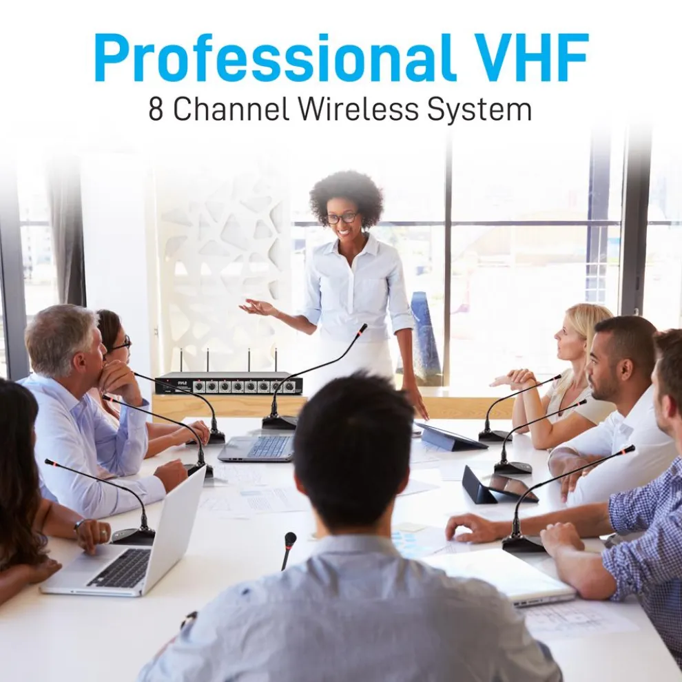 8-Channel Wireless Mic System - Extended Range, Condenser Mics, Rack Mount