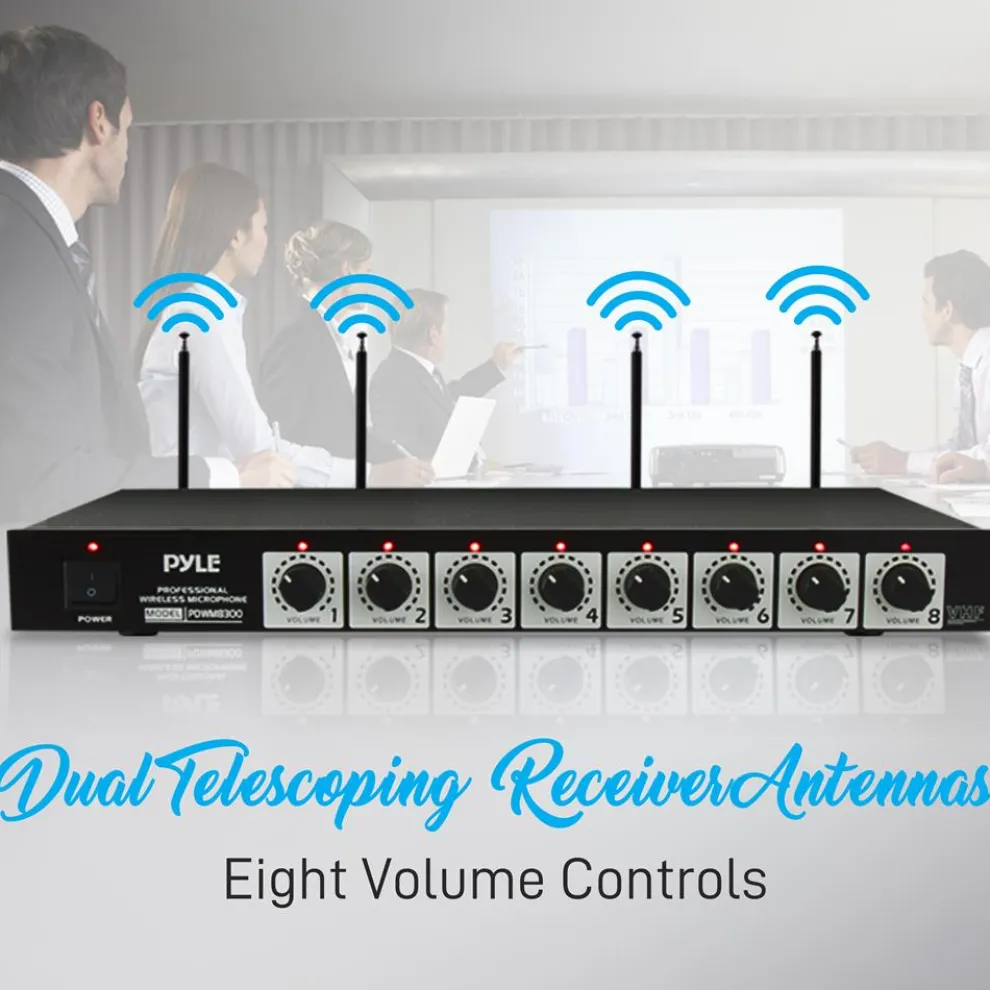 8-Channel Wireless Mic System - Extended Range, Condenser Mics, Rack Mount