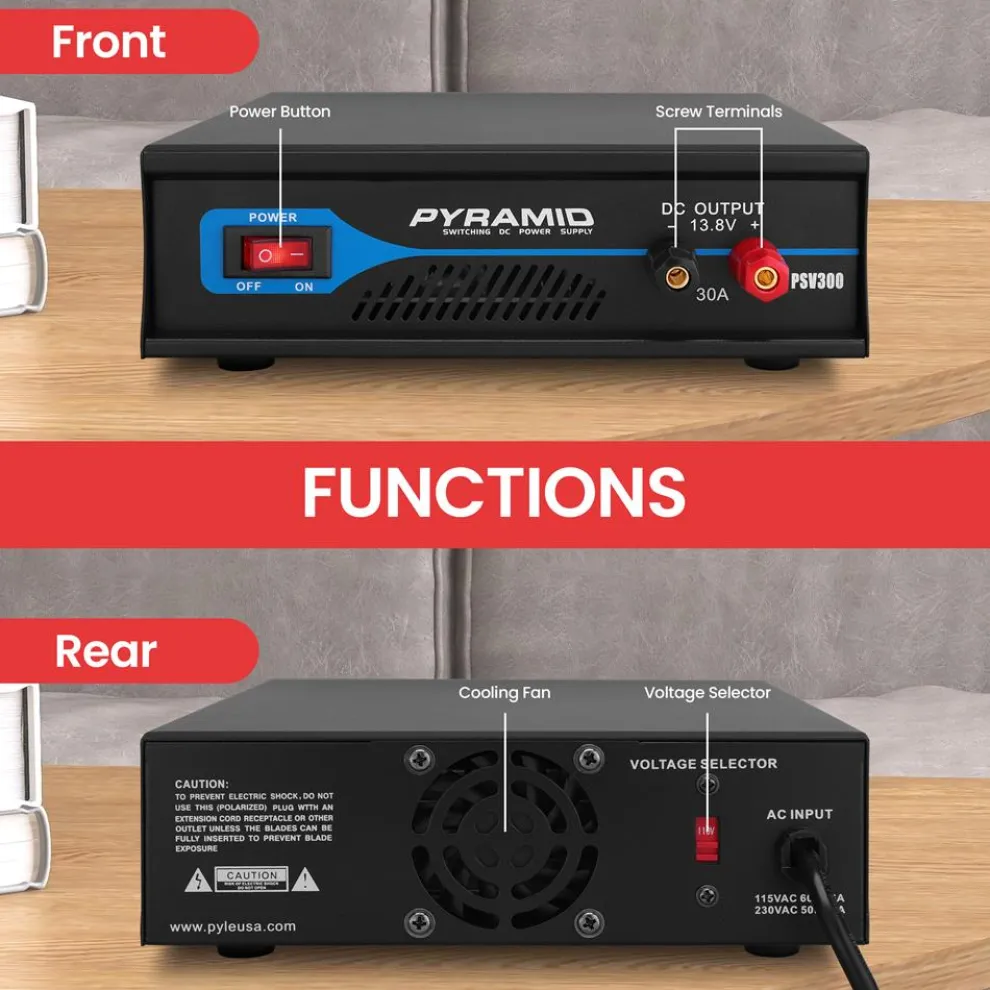 Compact Bench Power Supply 30A Regulated AC-DC Converter Cooling Fan