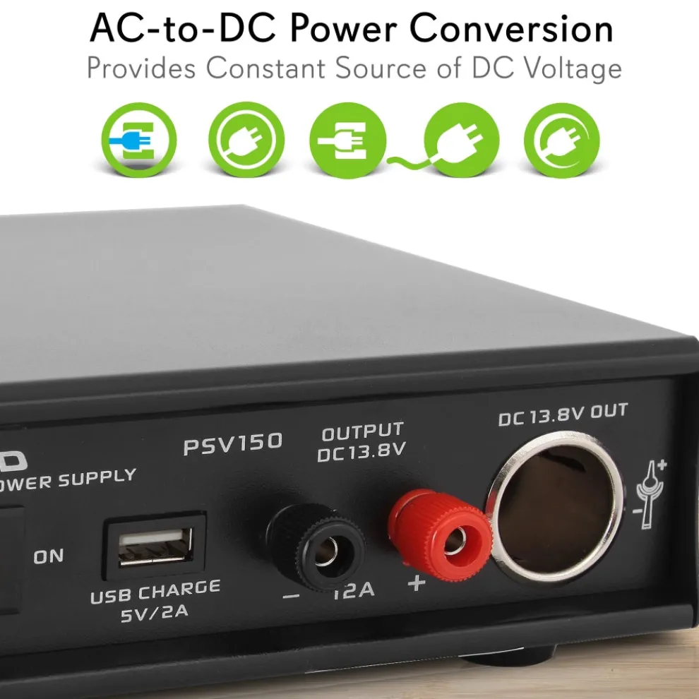 Compact Bench Power Supply 12A Variable Linear Regulated AC-DC Converter