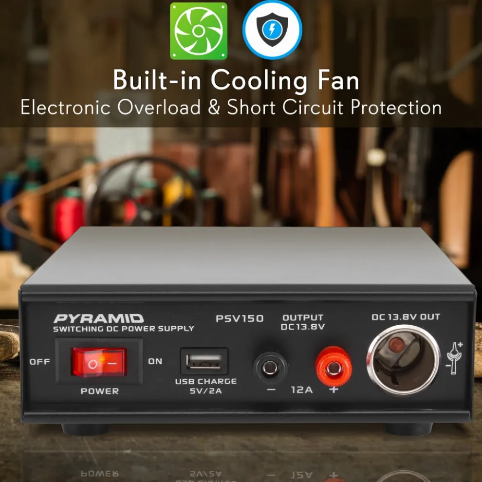 Compact Bench Power Supply 12A Variable Linear Regulated AC-DC Converter