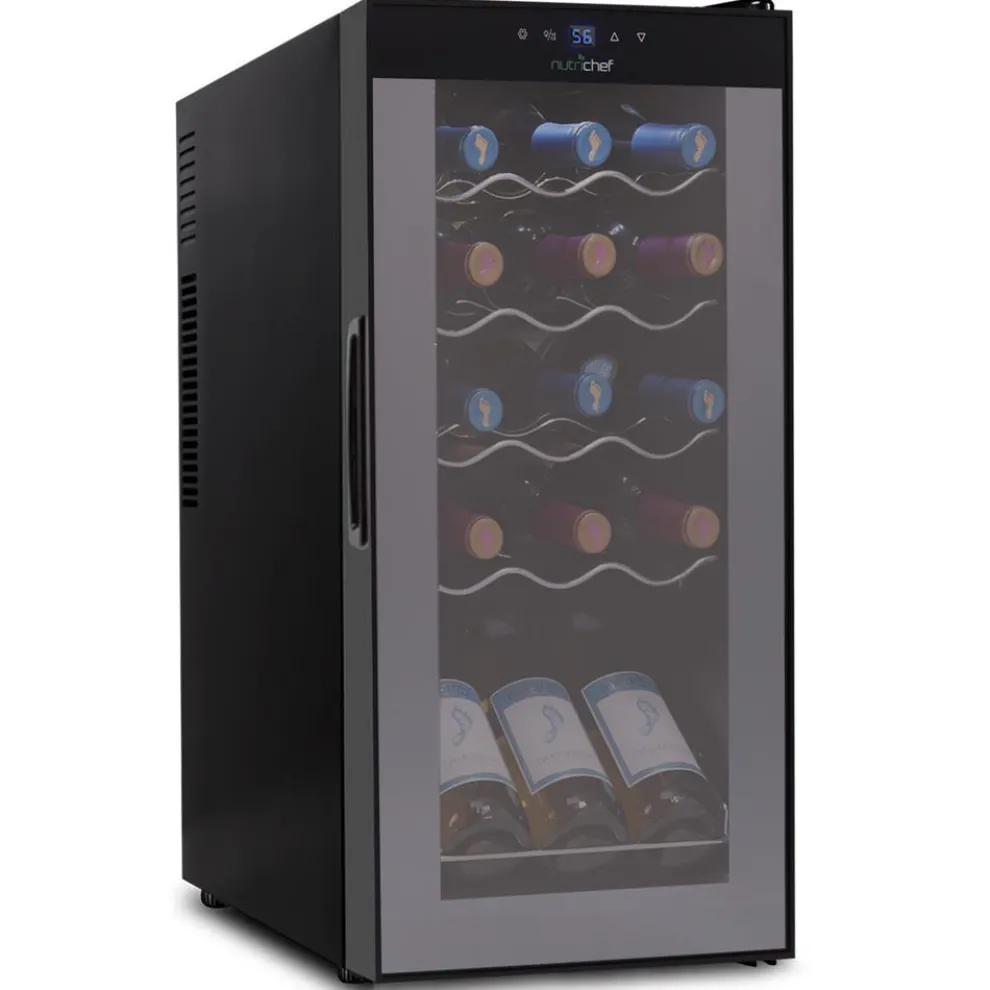 Compressor Wine Fridge 15-Bottle Capacity Digital Touch Glass Door White