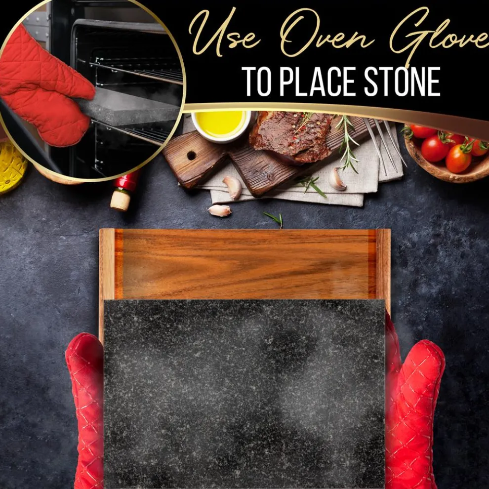 Cooking Stone Grill Set - Retains Heat - Natural Granite Stone