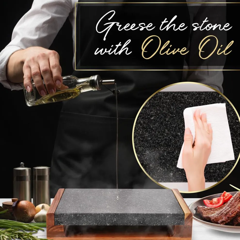 Cooking Stone Grill Set - Retains Heat - Natural Granite Stone