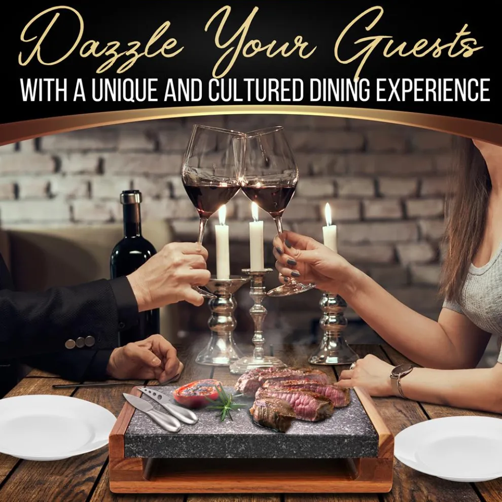 Cooking Stone Grill Set - Retains Heat - Natural Granite Stone