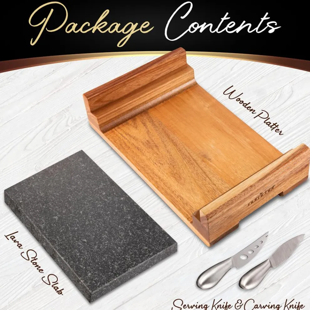 Cooking Stone Grill Set - Retains Heat - Natural Granite Stone